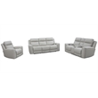 Pemberly Row Contemporary Leather Stone Power Console Loveseat