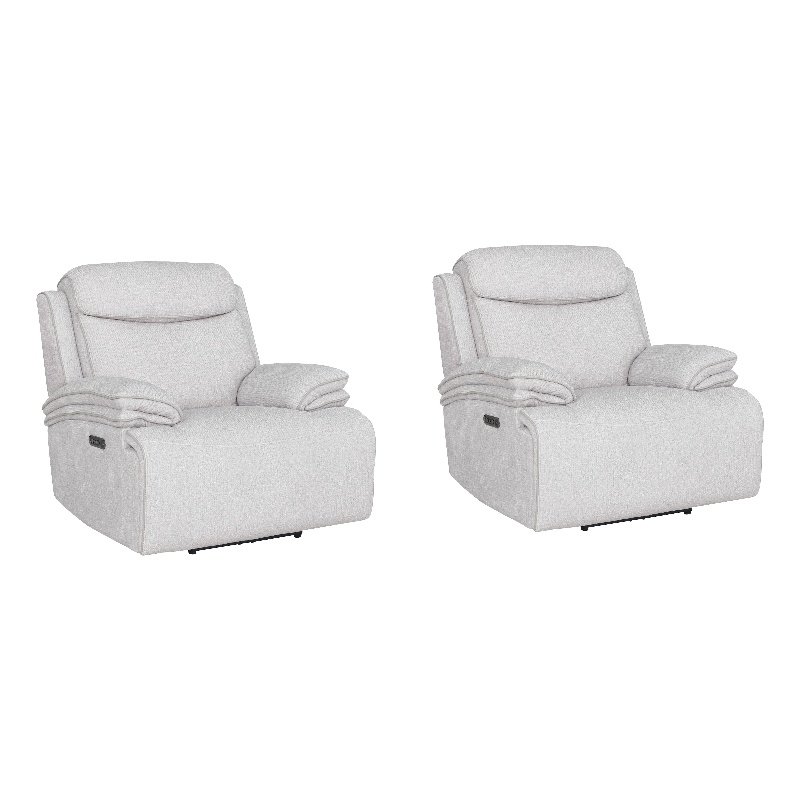 Pemberly Row Contemporary Airy Snow Power Zero Gravity Recliner Two Pack