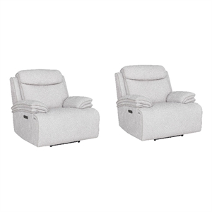 Pemberly Row Contemporary Airy Snow Power Zero Gravity Recliner Two Pack