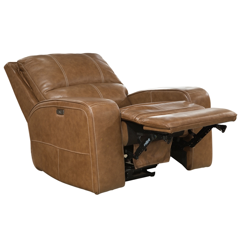 Pemberly Row Contemporary Leather Bourbon Power Recliner Two Pack