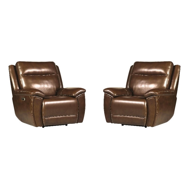 Pemberly Row Contemporary Hickory Power Zero Gravity Recliner Two Pack