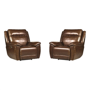 Pemberly Row Contemporary Hickory Power Zero Gravity Recliner Two Pack