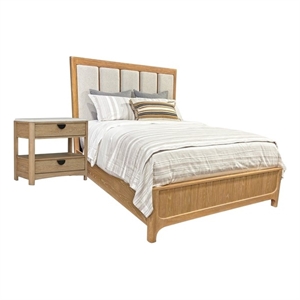 Pemberly Row Contemporary Bedroom Queen 5/0 Panel Bed & Nightstand