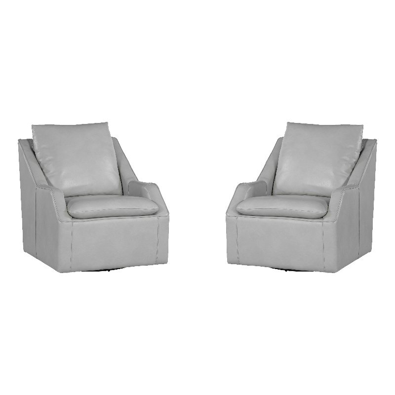 Pemberly Row Contemporary Steamboat Ice Swivel Accent Chair Two Pack