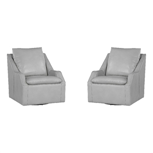 Pemberly Row Contemporary Steamboat Ice Swivel Accent Chair Two Pack