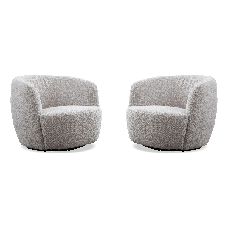 Pemberly Row Contemporary Bloke Cotton Swivel Barrel Chair Two Pack