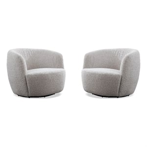 Pemberly Row Contemporary Bloke Cotton Swivel Barrel Chair Two Pack