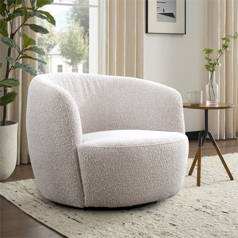 Pemberly Row Contemporary Bloke Cotton Swivel Barrel Chair Two Pack