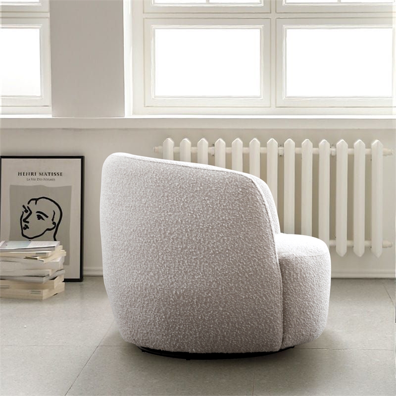 Pemberly Row Contemporary Fabric Bloke Cotton Swivel Barrel Chair