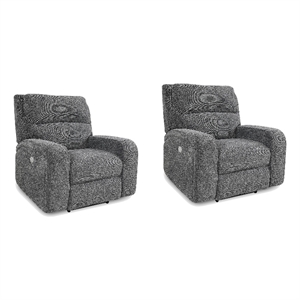 Pemberly Row Contemporary Bizmark Grey Power Recliner Two Pack
