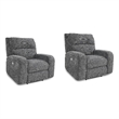 Pemberly Row Contemporary Bizmark Grey Power Recliner Two Pack