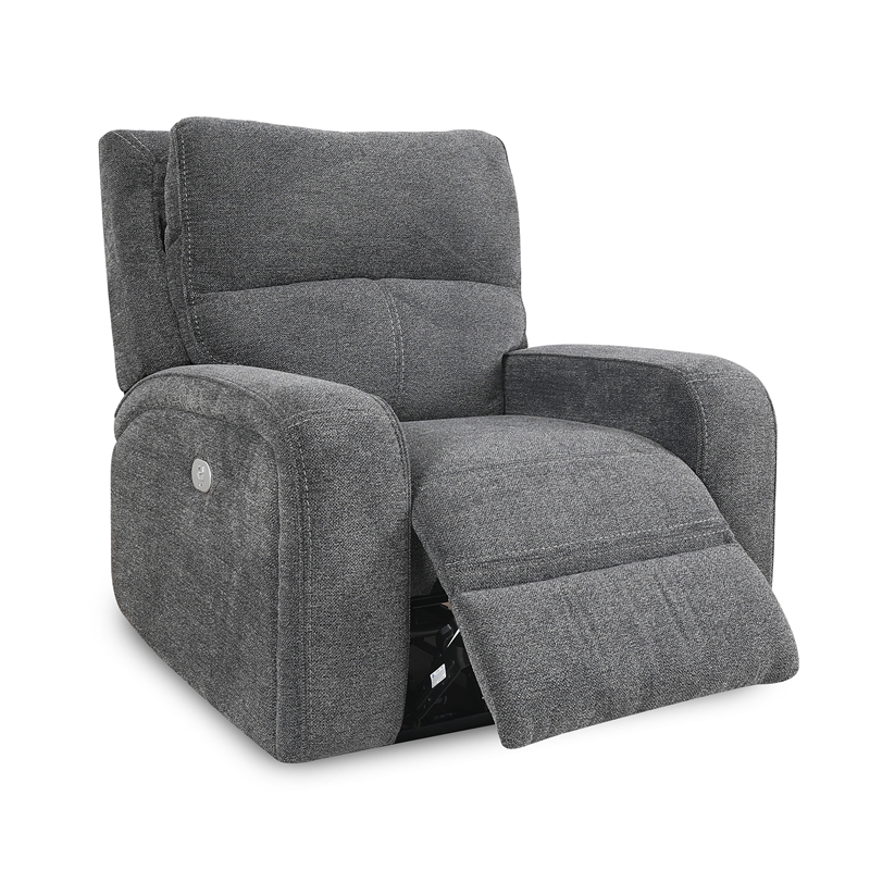 Pemberly Row Contemporary Bizmark Grey Power Recliner Two Pack