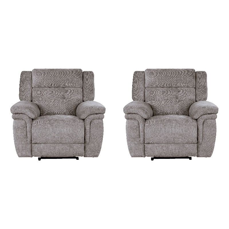 Pemberly Row Contemporary Bristol Grey Power Recliner Two Pack