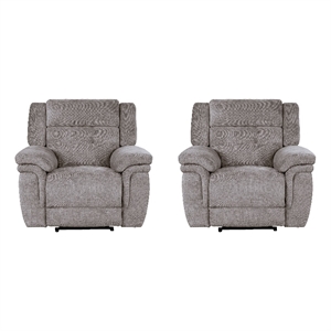 Pemberly Row Contemporary Bristol Grey Power Recliner Two Pack