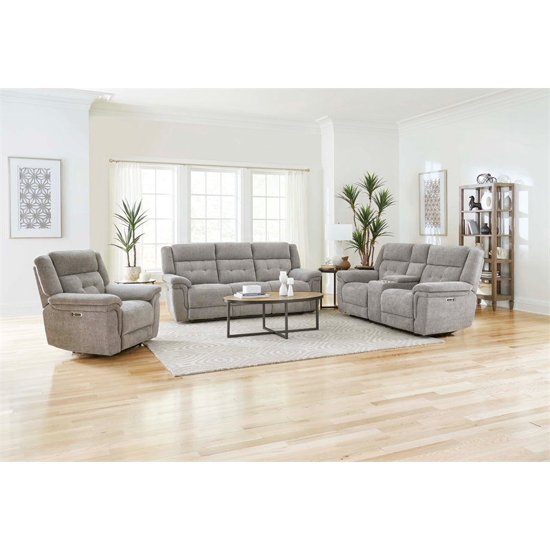 Pemberly Row Contemporary Bristol Grey Power Recliner Two Pack