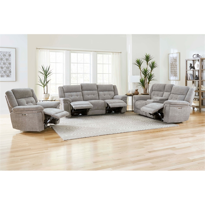 Pemberly Row Contemporary Bristol Grey Power Recliner Two Pack