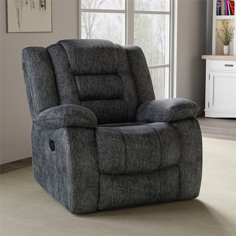 Pemberly Row Contemporary Misty Storm Glider Recliner Two Pack