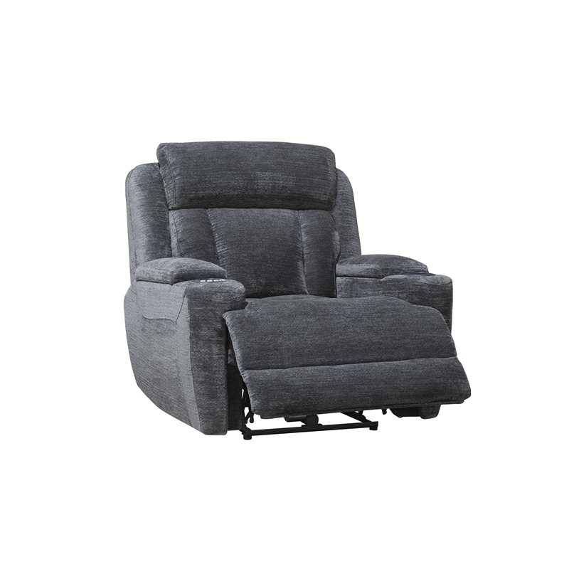 Pemberly Row Contemporary Lucky Charcoal Power Recliner Two Pack