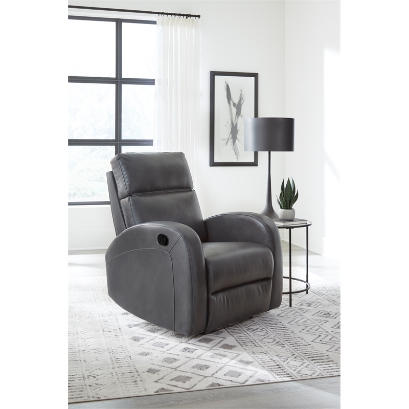 Pemberly Row Contemporary Pebble Grey Manual Recliner Two Pack