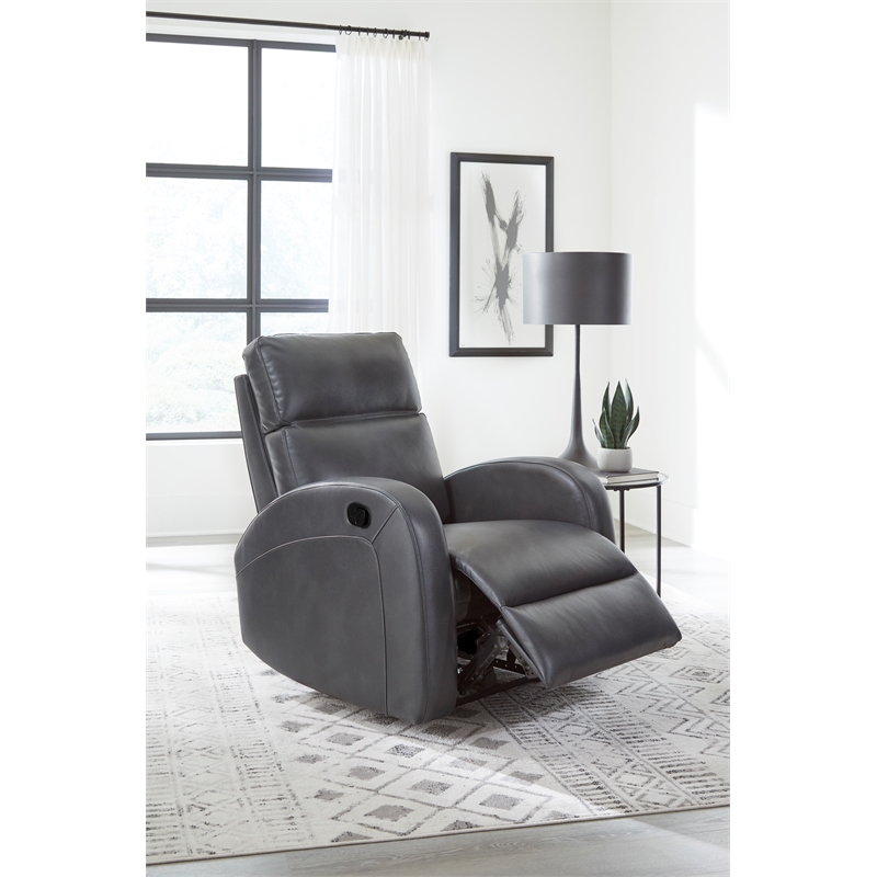 Pemberly Row Contemporary Pebble Grey Manual Recliner Two Pack