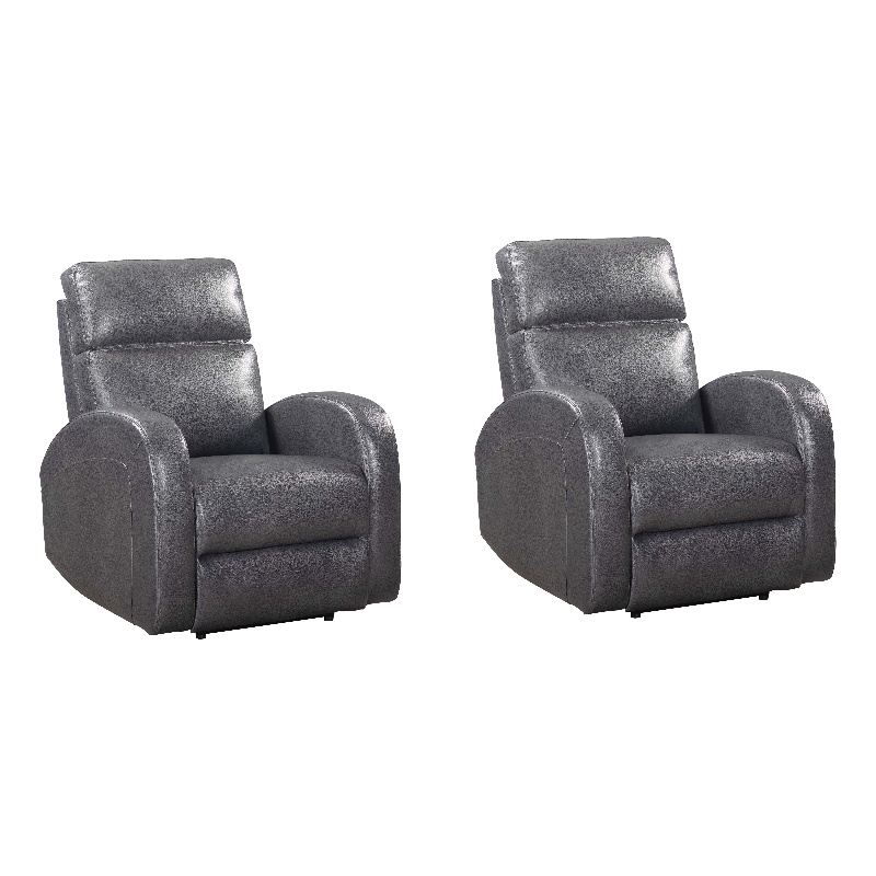 Pemberly Row Contemporary Pebble Grey Power Recliner Two Pack