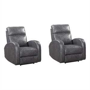 Pemberly Row Contemporary Pebble Grey Power Recliner Two Pack
