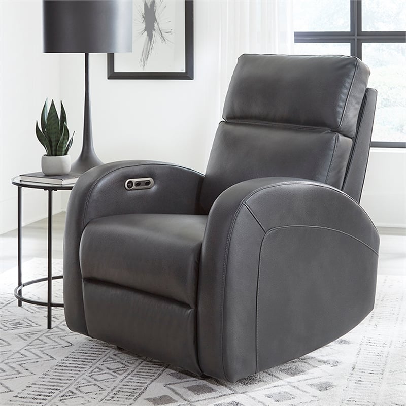 Pemberly Row Contemporary Pebble Grey Power Recliner Two Pack