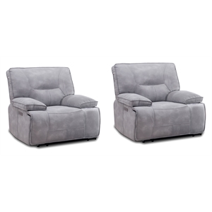 Pemberly Row Contemporary Sky Zero Gravity Power Recliner Two Pack