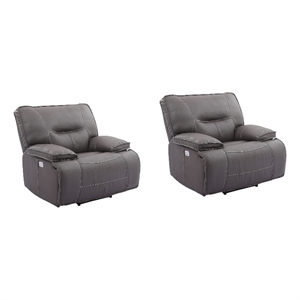 Pemberly Row Contemporary Fabric Haze Power Recliner Two Pack
