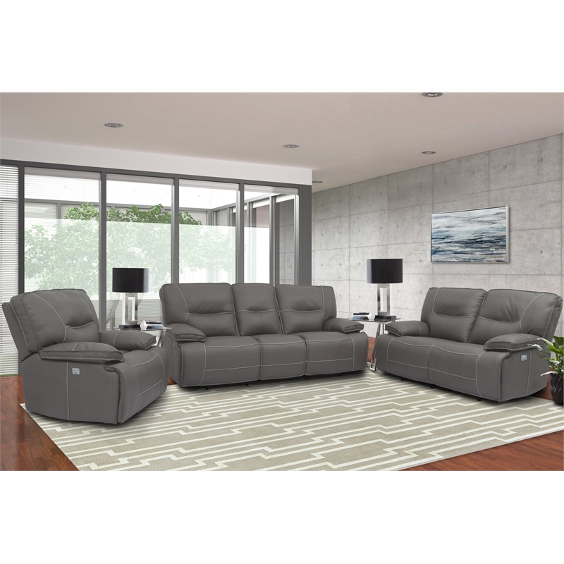 Pemberly Row Contemporary Fabric Haze Power Recliner Two Pack