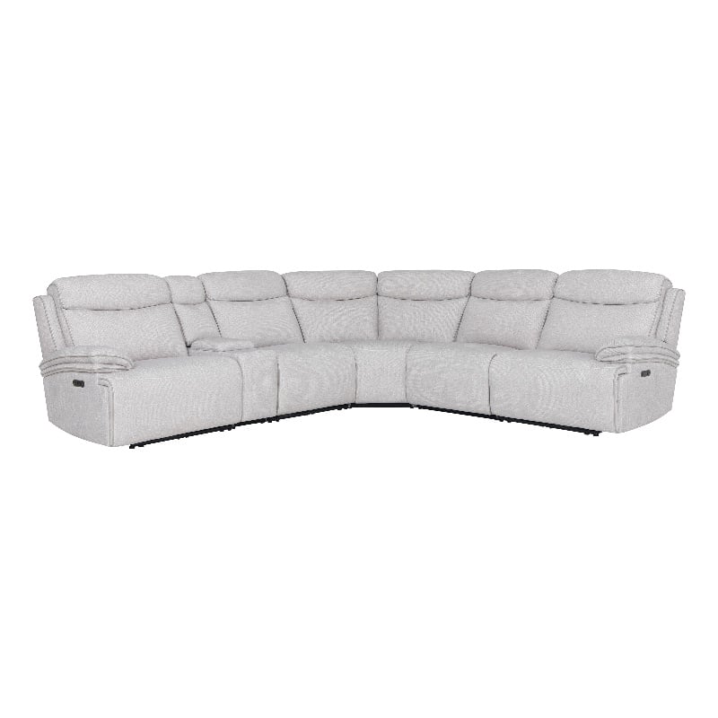 Pemberly Row Contemporary Airy Snow 6 Piece Power Reclining Sectional