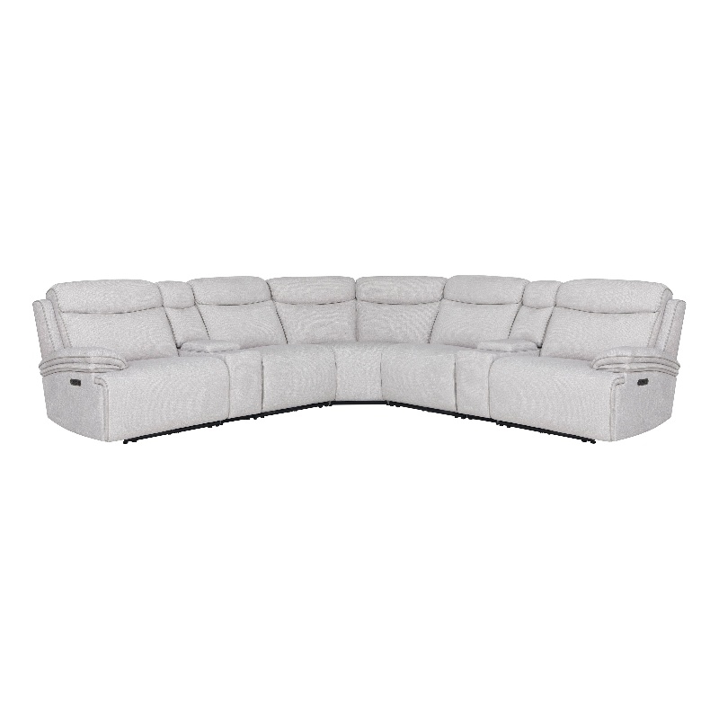 Pemberly Row Contemporary Airy Snow 7 Piece Power Reclining Sectional