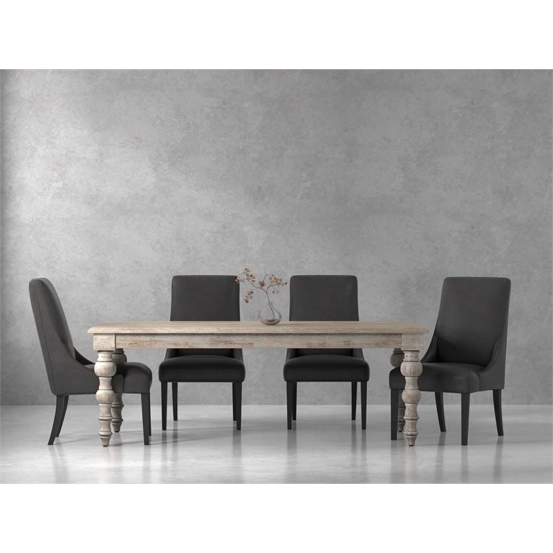 Pemberly Row Contemporary 84 In. Dining Table With 4 Upholstered Chairs