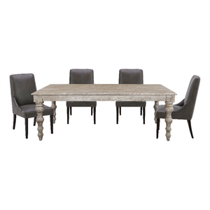 Pemberly Row Contemporary 84 In. Dining Table With 4 Upholstered Chairs