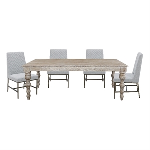 Pemberly Row Contemporary 84 In. Dining Table With 4 Upholstered Chairs