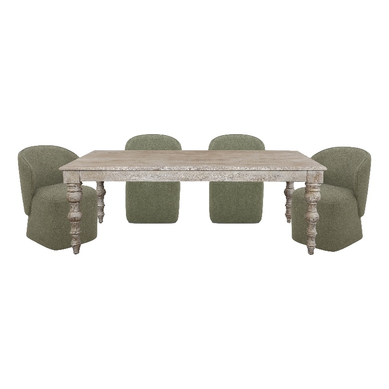 Pemberly Row Contemporary 84 In. Dining Table With 4 Upholstered Chairs
