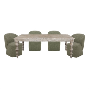 Pemberly Row Contemporary 84 In. Dining Table With 4 Upholstered Chairs
