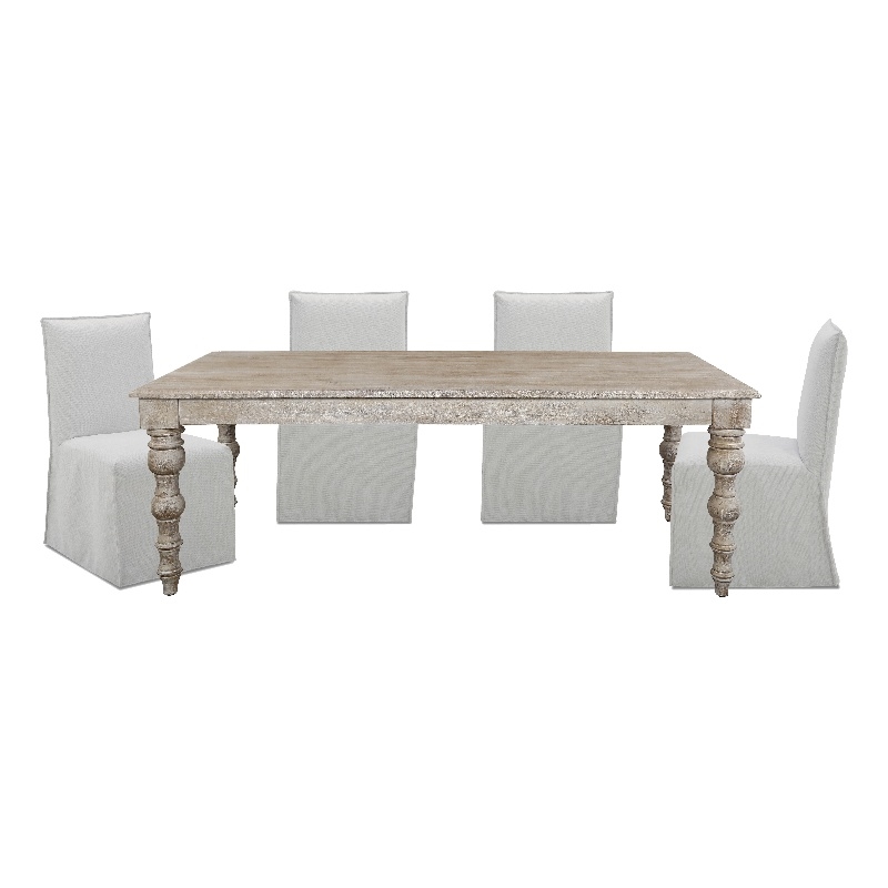 Pemberly Row Contemporary 84 In. Dining Table With 4 Upholstered Chairs