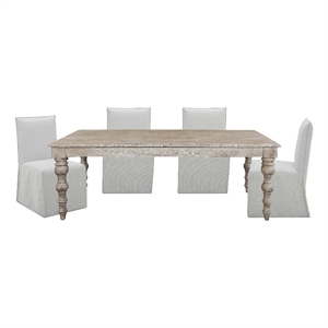 Pemberly Row Contemporary 84 In. Dining Table With 4 Upholstered Chairs