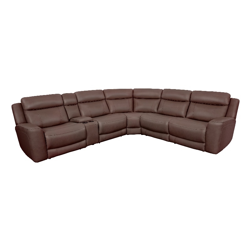 Pemberly Row Contemporary Autumn Umber 6 Piece Power Reclining Sectional
