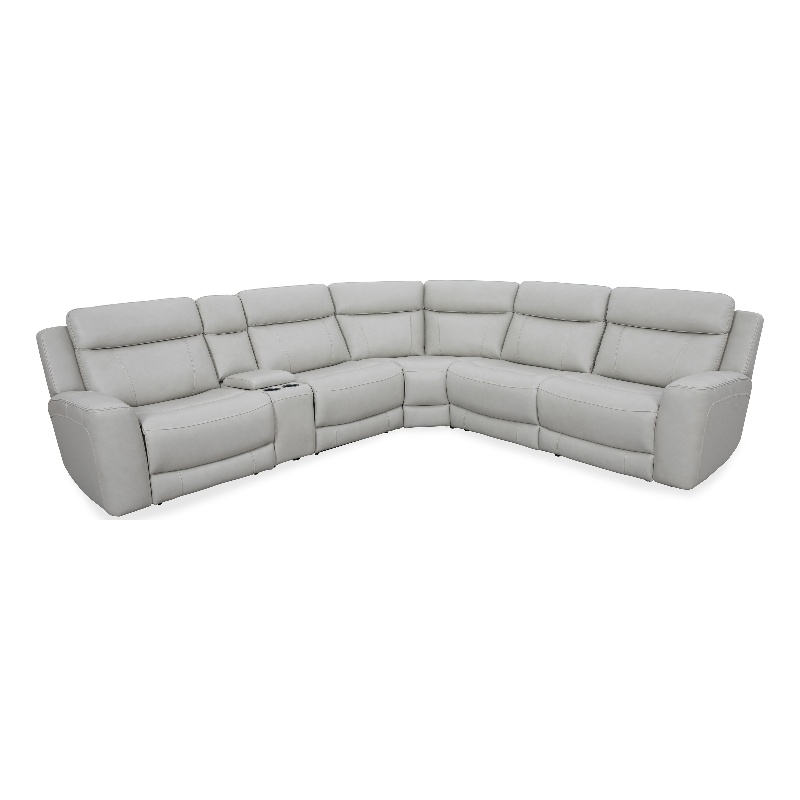 Pemberly Row Contemporary Stone 6 Piece Power Reclining Sectional