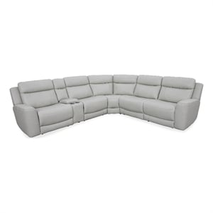 Pemberly Row Contemporary Stone 6 Piece Power Reclining Sectional