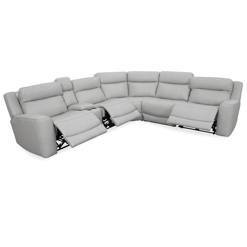 Pemberly Row Contemporary Stone 6 Piece Power Reclining Sectional