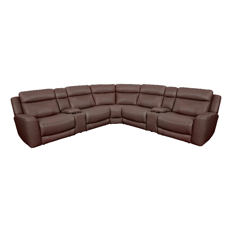 Pemberly Row Contemporary Leather 7 Piece Power Reclining Sectional