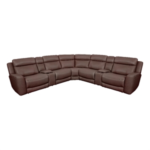 Pemberly Row Contemporary Leather 7 Piece Power Reclining Sectional