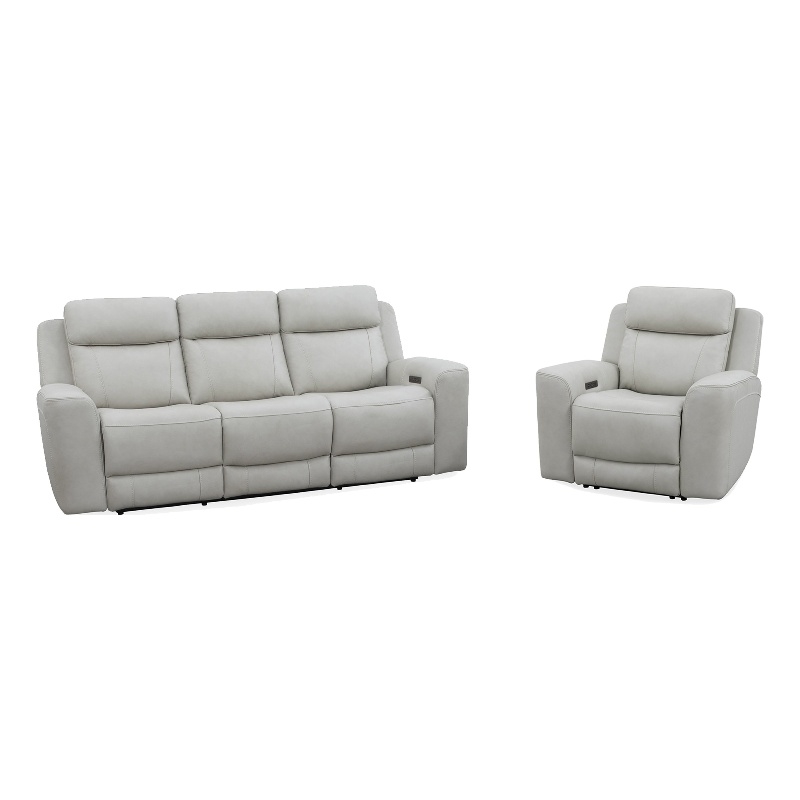 Pemberly Row Contemporary Stone Power Reclining Sofa and Recliner