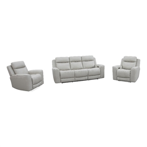 Pemberly Row Contemporary Stone Power Reclining Sofa and 2 Recliners
