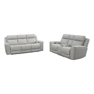 Pemberly Row Contemporary Stone Power Reclining Sofa and Loveseat