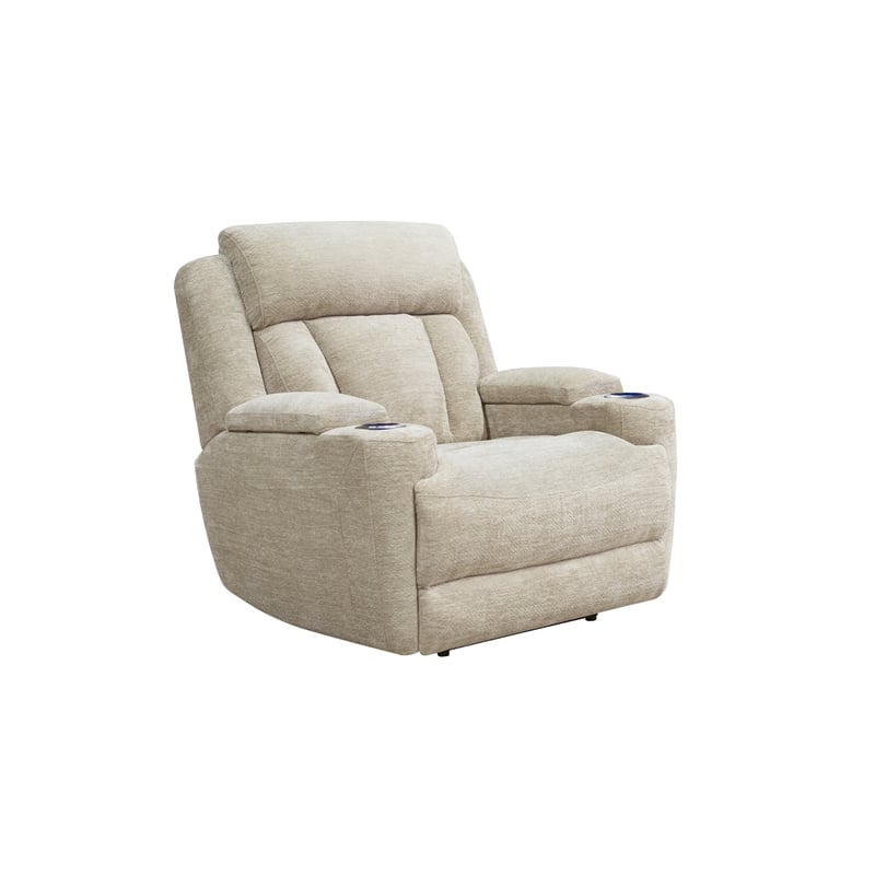 Pemberly Row Contemporary Fabric Power Recliner Two Pack in Ivory