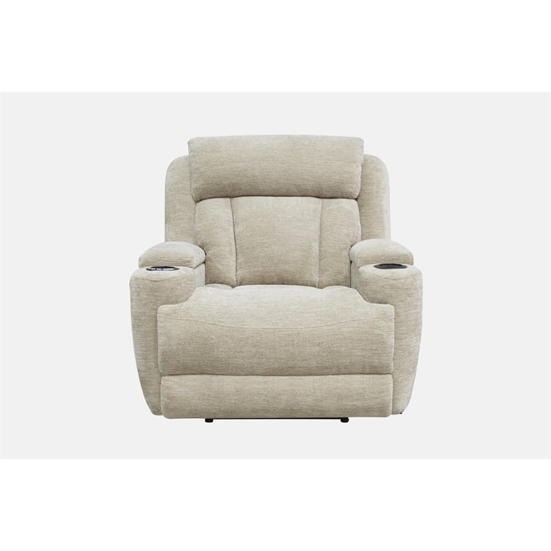Pemberly Row Contemporary Fabric Power Recliner Two Pack in Ivory
